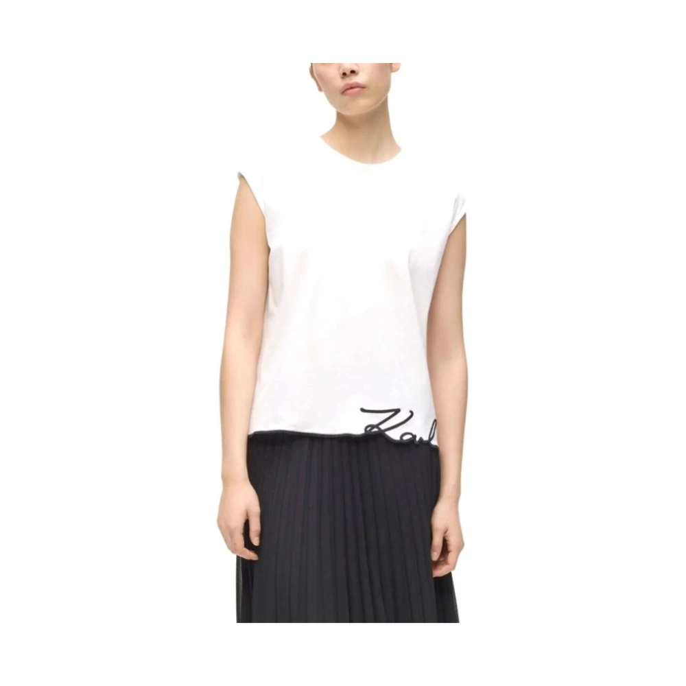Karl Lagerfeld Beige Top Signature Hem - Female - Sleeveless Tops - S - Tops