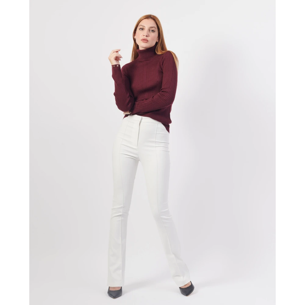 PATRIZIA PEPE Bordeaux Wollen Trui met Metalen Details Red Dames