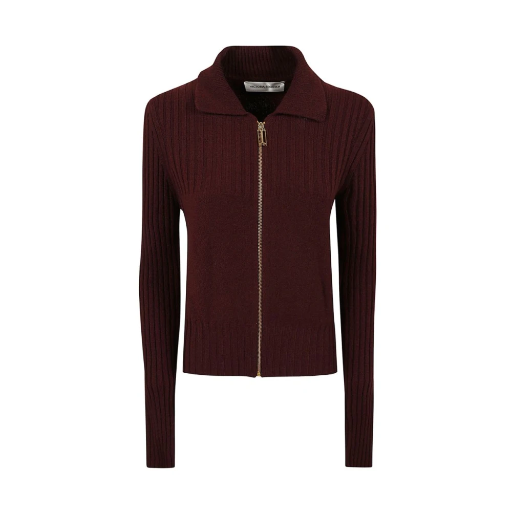 Victoria Beckham Women's Burgundy Wool And Cashmere-Blend Zip-Up Cardigan UK Size 8 - Mytheresa - Image 2