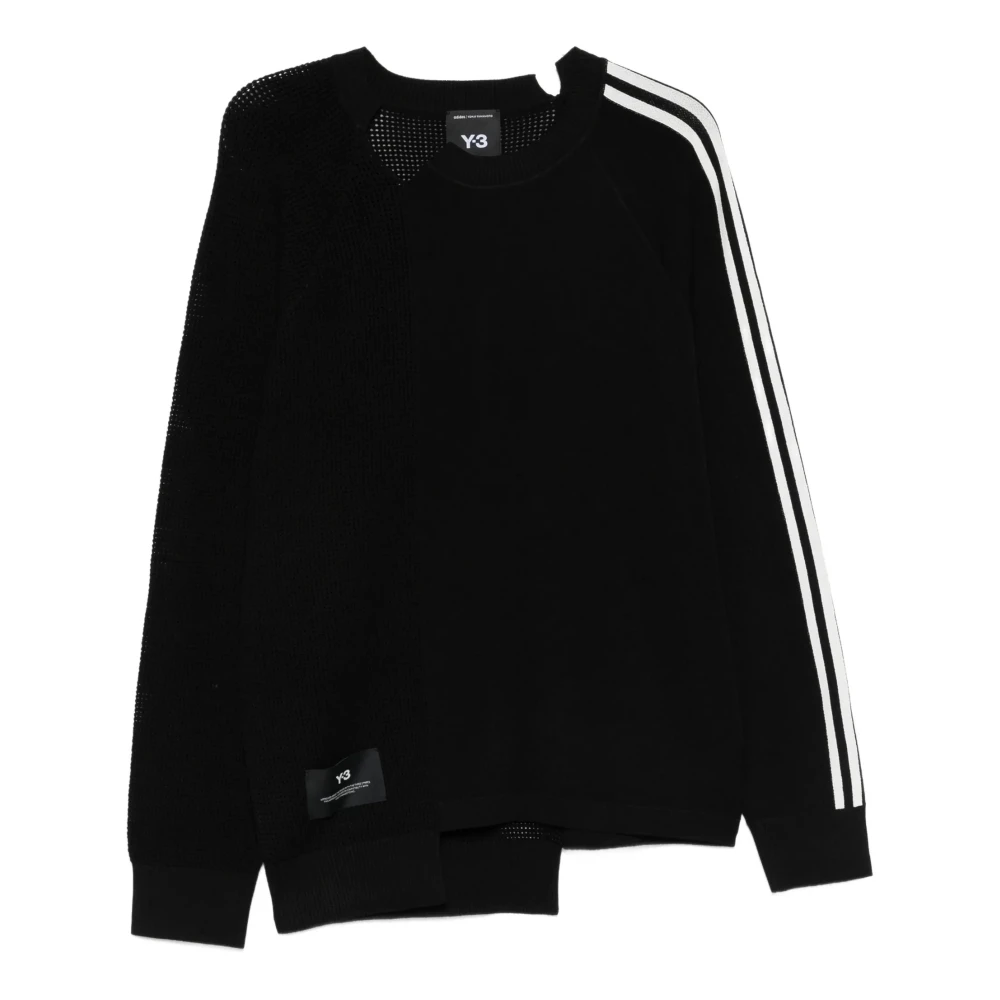 Y-3 Black Logo Knit Jumper - Male - Round-Neck Knitwear - Xs - Knitwear