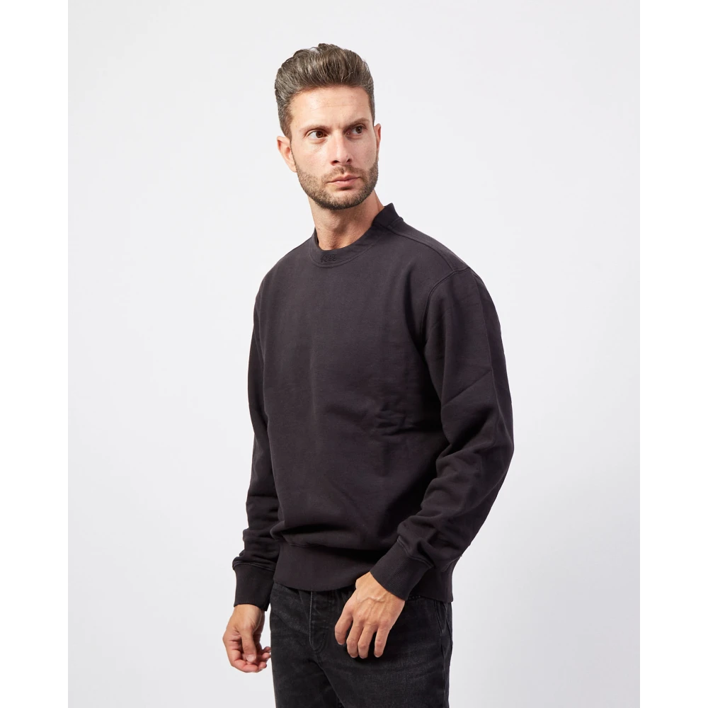 Boss Zwarte Crewneck Sweater Orange Collectie Black Heren