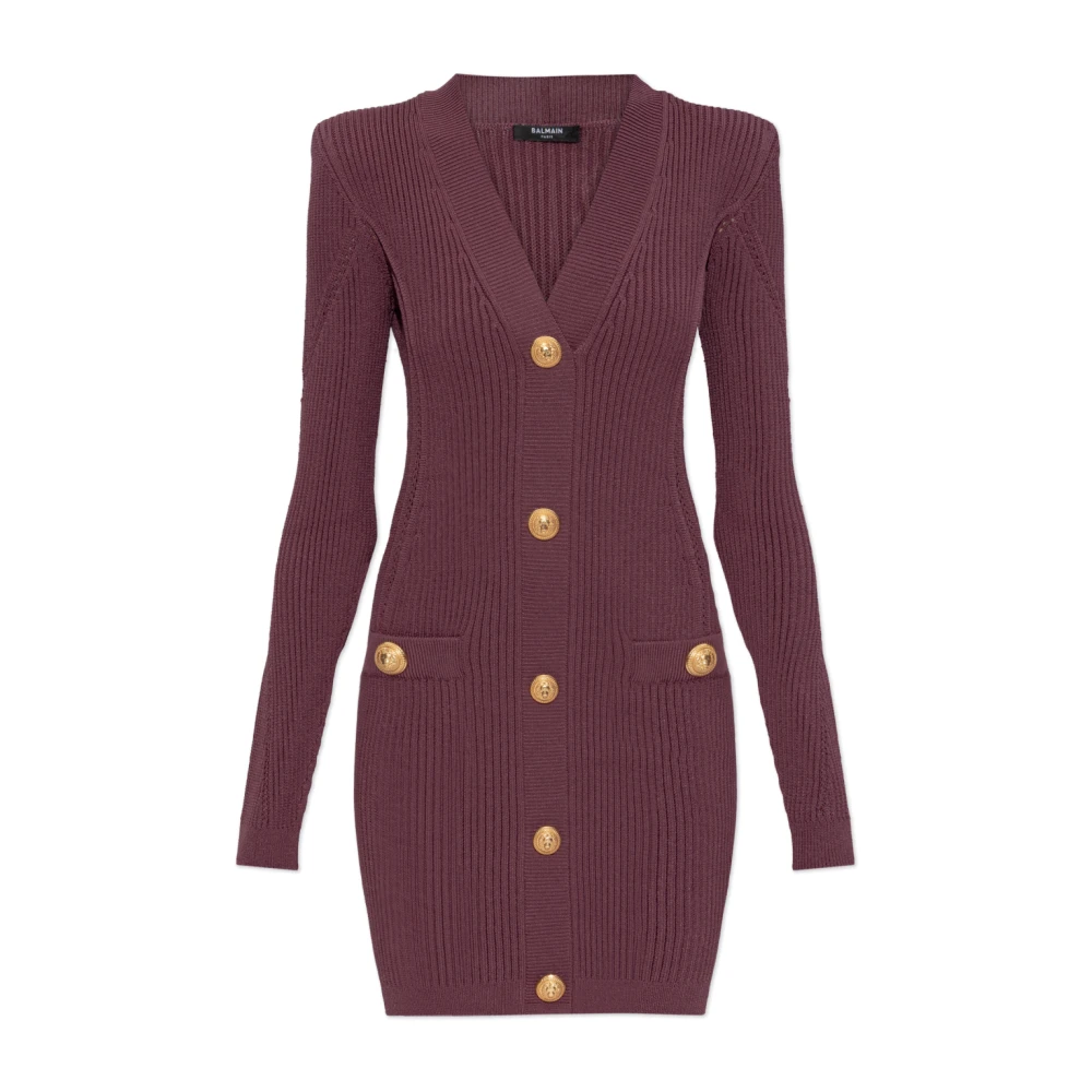 Balmain Pink Dress With Decorative Buttons - Female - Knitted Dresses - S - Dresses