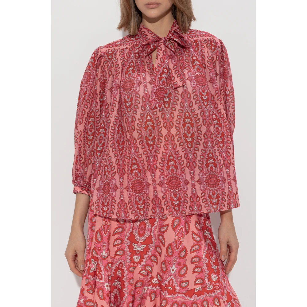 ETRO Gestreepte top met decoratieve strik bij de halslijn Red Dames