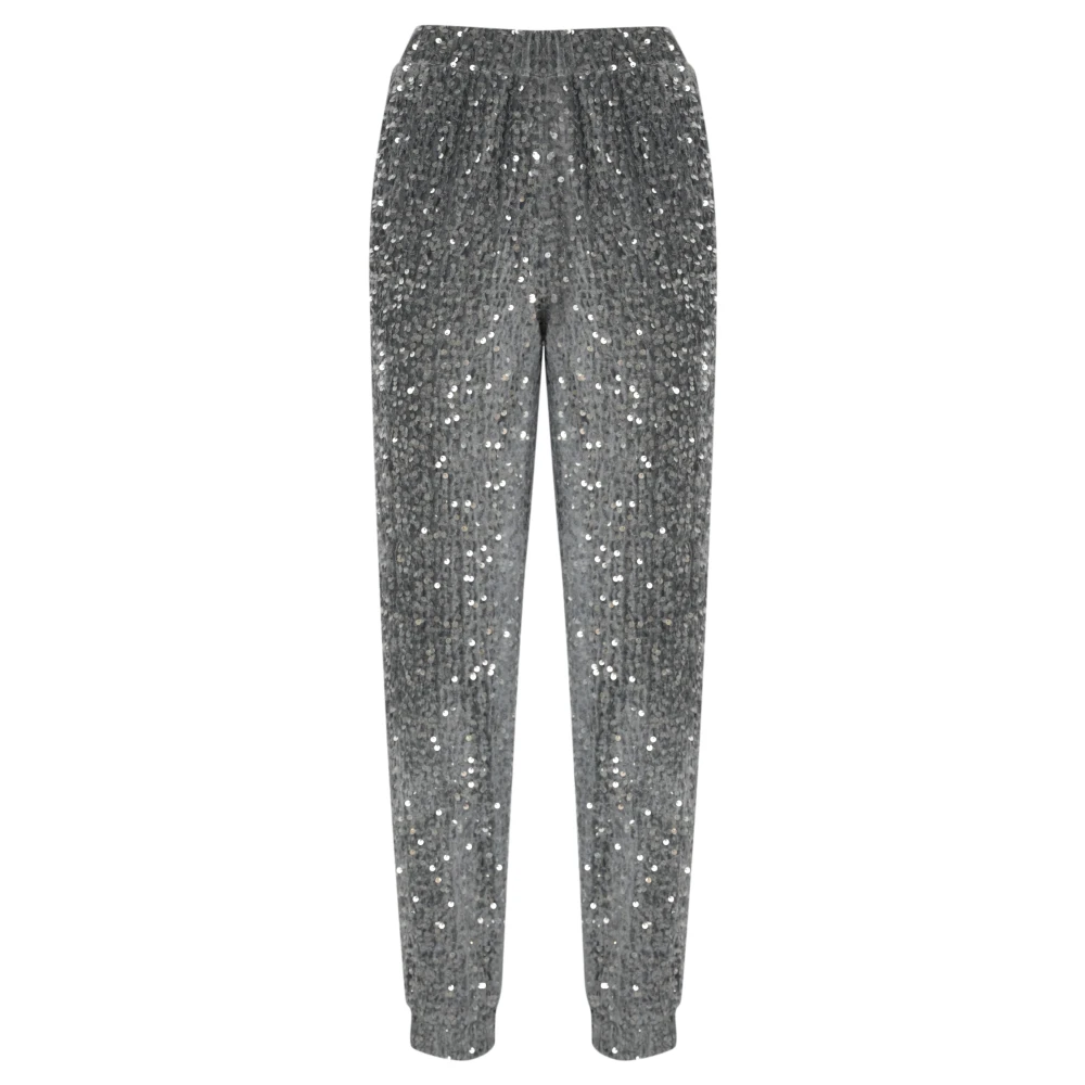 Herno Pailletfluwelen Broek Licht Grijs Gray Dames
