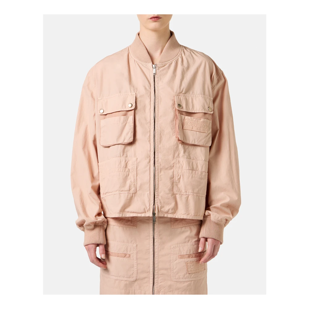 Iceberg Regular fit jack in blush katoenen parachute Pink Dames
