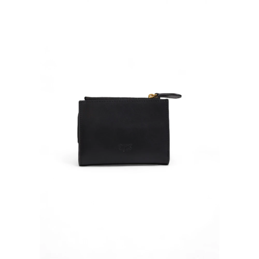 pinko Zwarte leren clipportemonnee Klassieke stijl Black Dames
