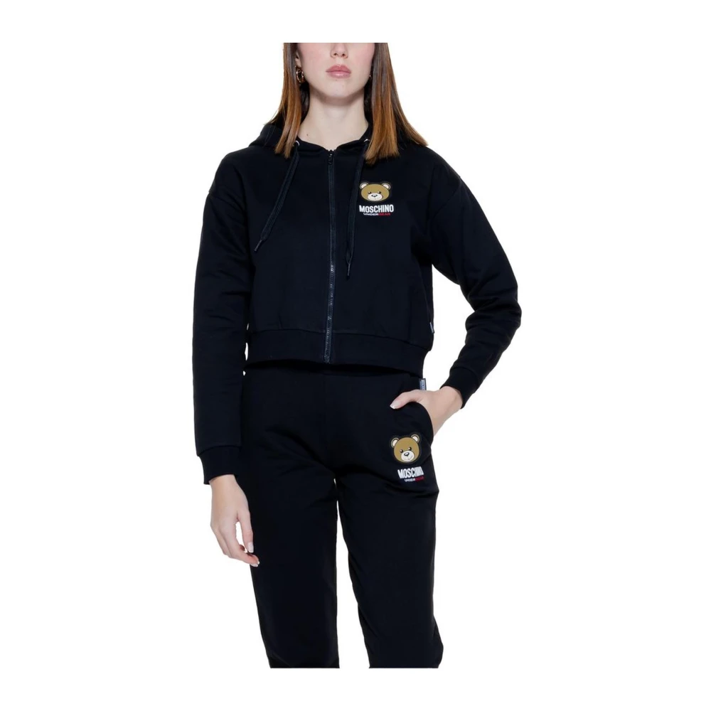 Moschino Lente Zomer Katoenen Hoodie met Elastaanmix Black Dames