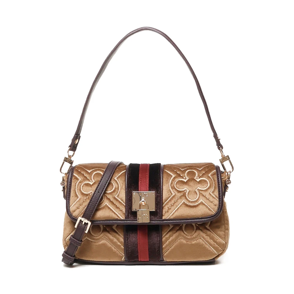 V73 Stijlvolle schoudertas met klep sluiting Beige Dames