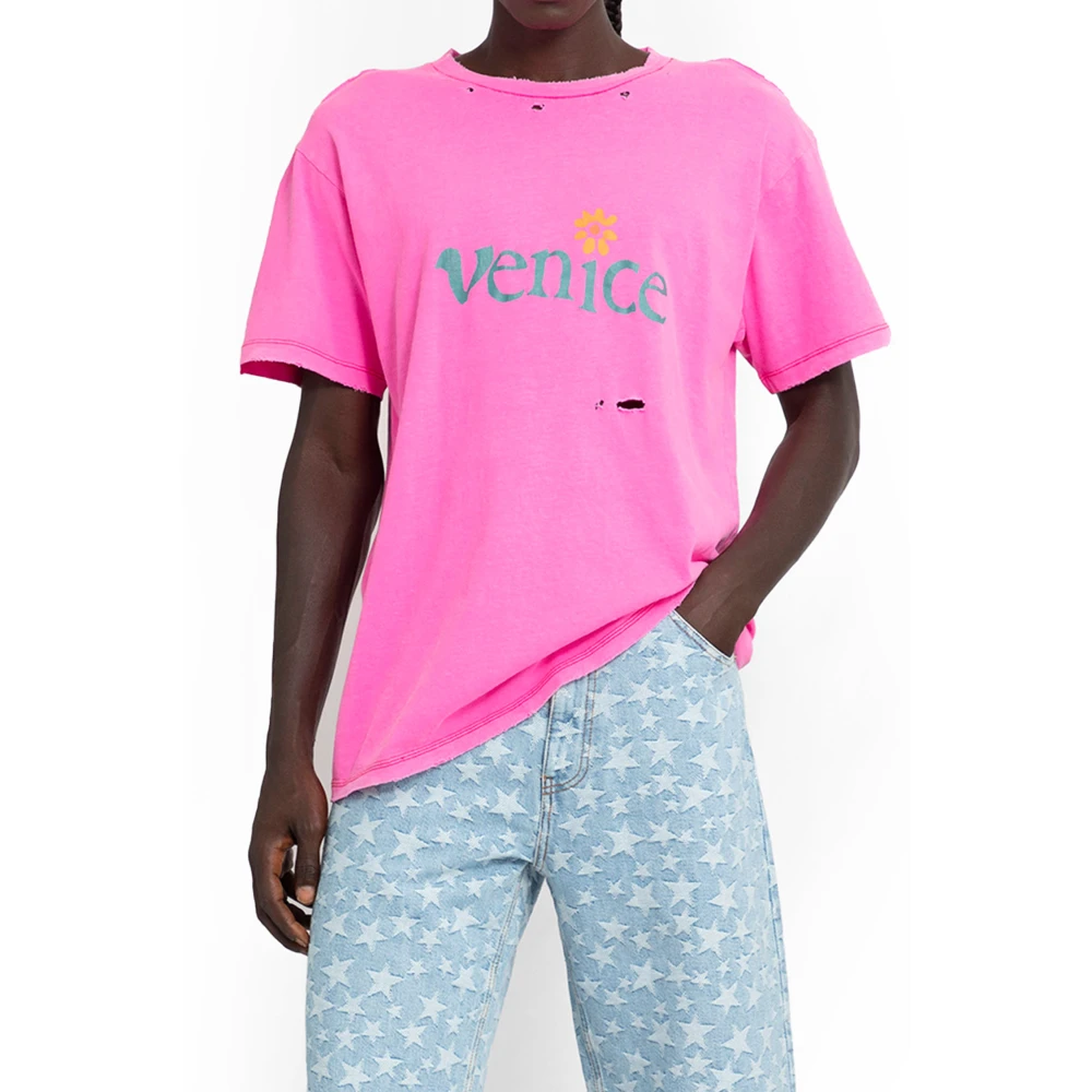 ERL Venice Inside-Out T-Shirt Pink Heren