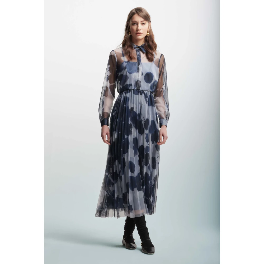 Kocca Blauwe Abstracte Gelaagde Jurk Blue Dames