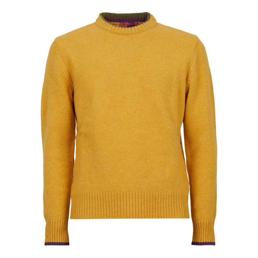 Gallo Mannen effen geel ronde hals Yellow Heren