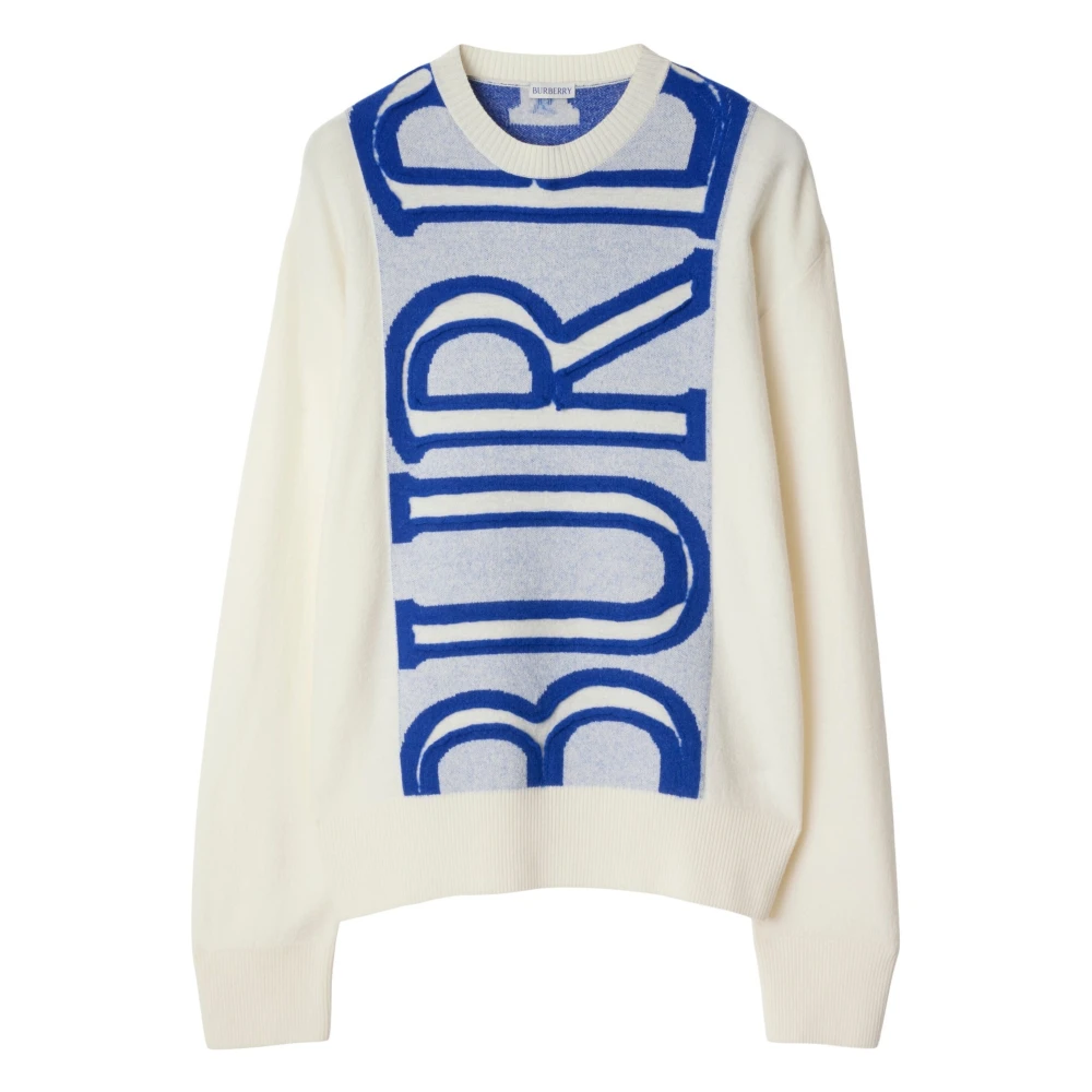 Burberry Witte Wol Crew-neck Sweater White Heren