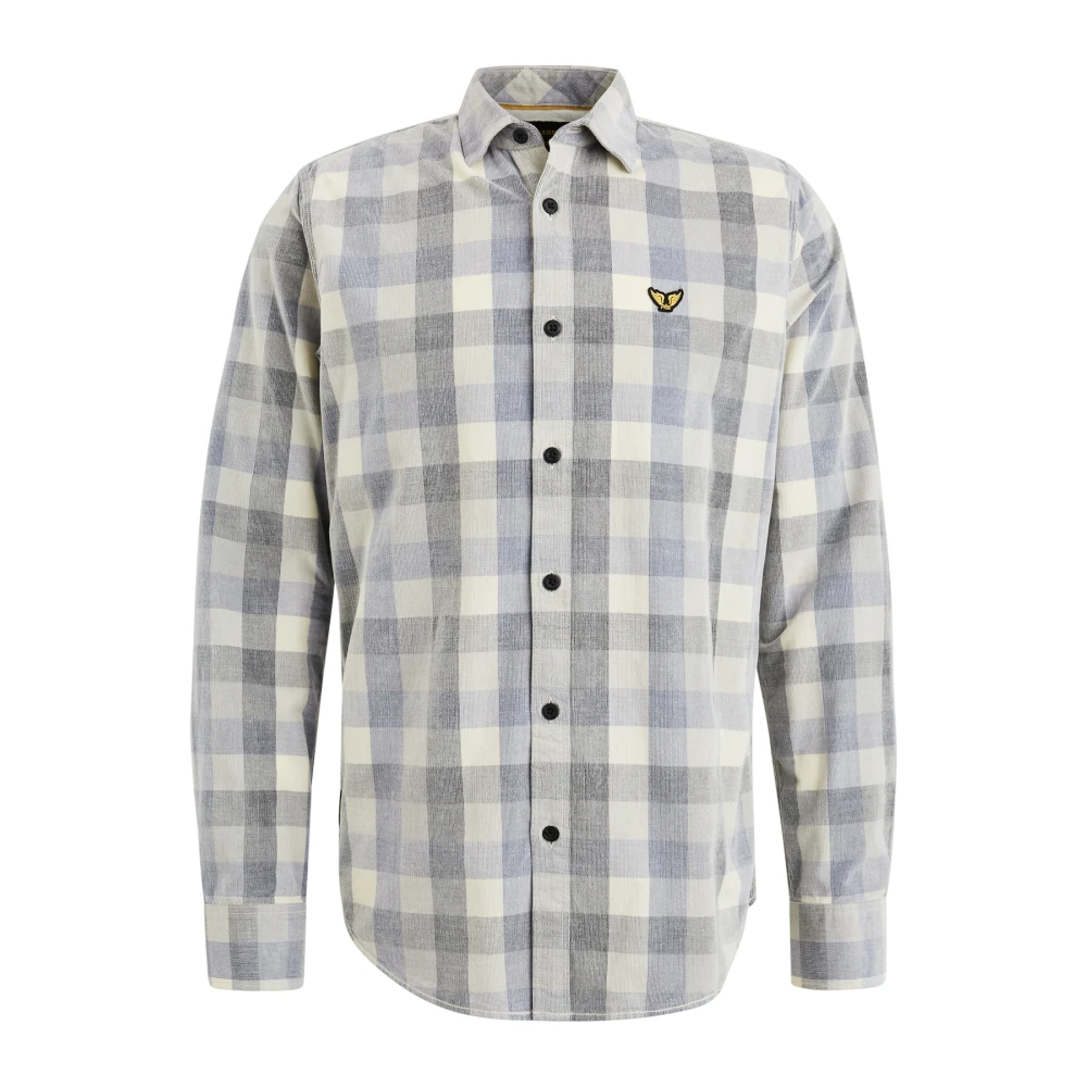 PME Legend Corduroy Check Overhemd Lange Mouw Blue Heren