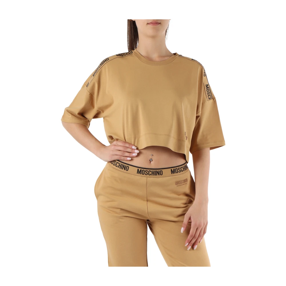 Moschino Stretch Katoen Cropped T-shirt Brown Dames