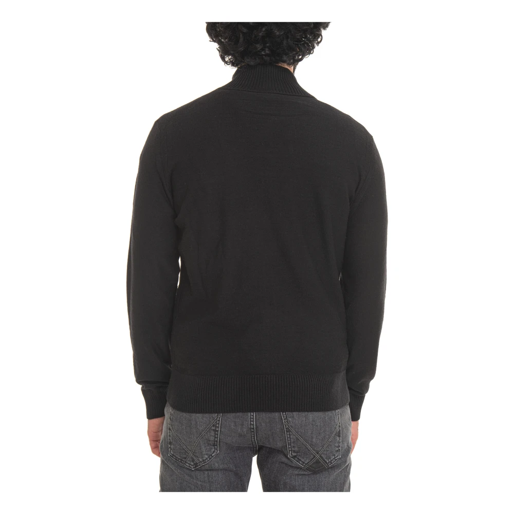 Boss Wol wollen cardigan met rits Black Heren