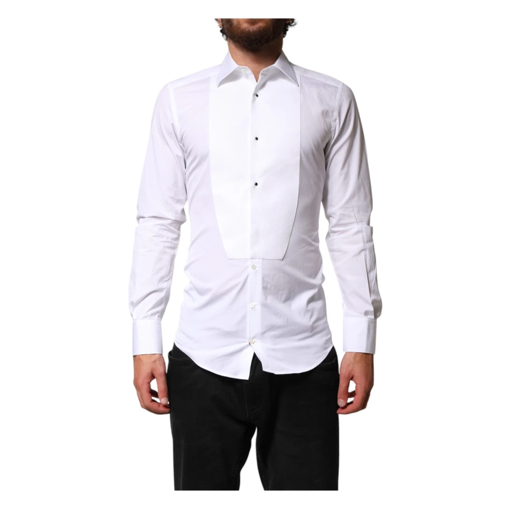 Dolce & Gabbana Men's White Casual Shirts, Xs, Gold Dress Shirt