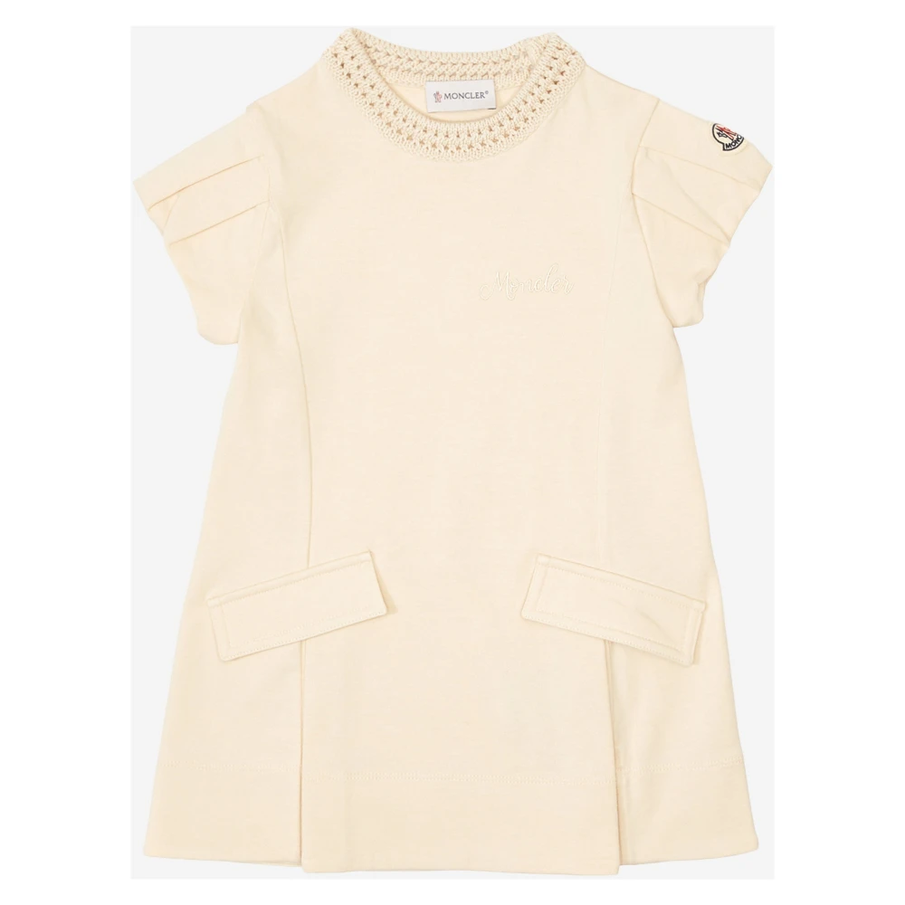 Moncler Cotton Pocket Dress - Female - Dresses - Beige - 4 Y - Kids
