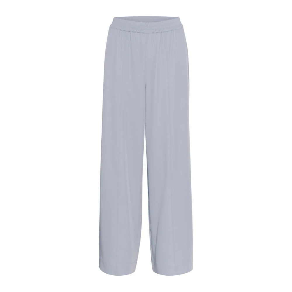 Gestuz Wijde Pijp Elastische Taille Losse Pasvorm Broek Grijs Blauw Blue Dames
