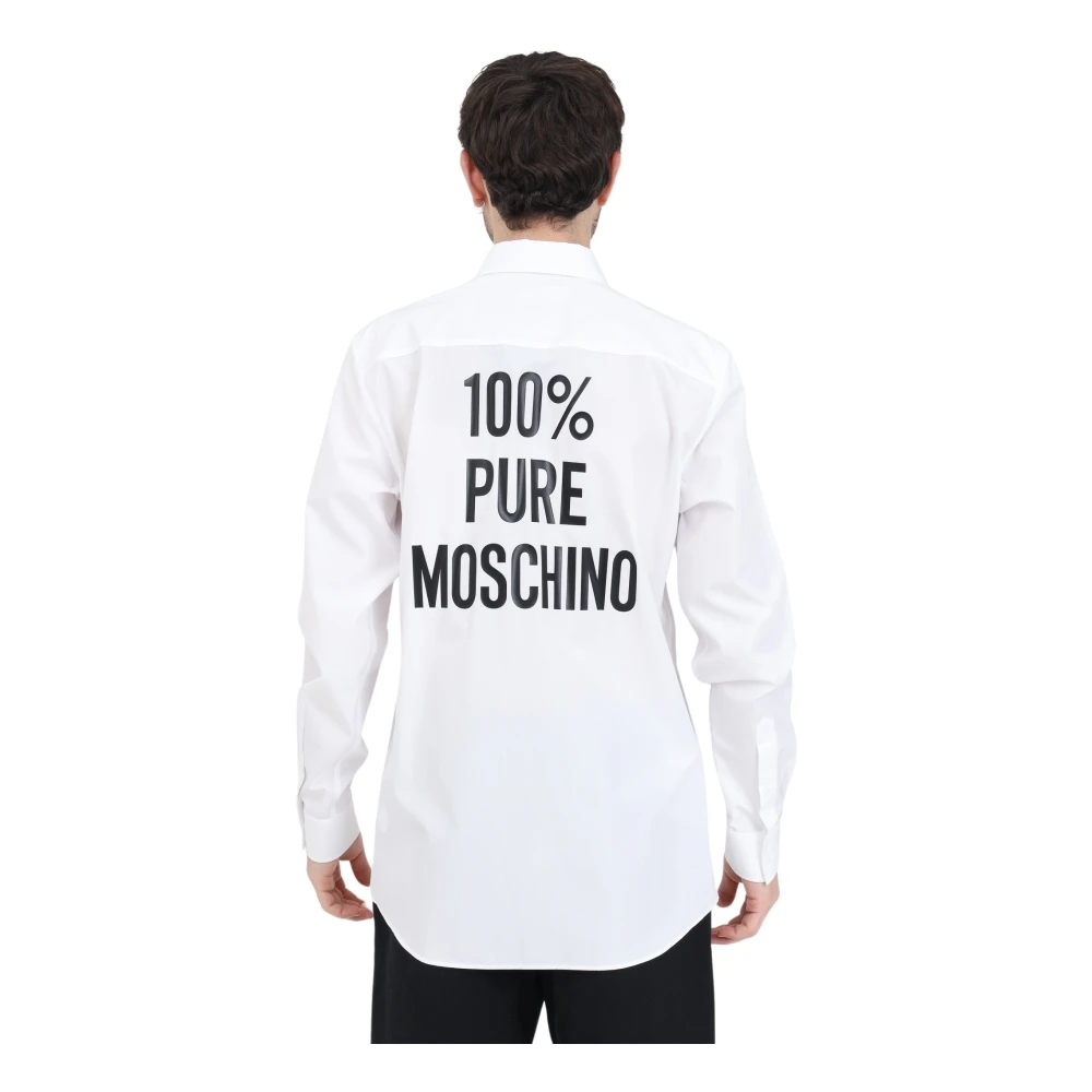Moschino Herenoverhemd wit met zwarte achterprint White Heren
