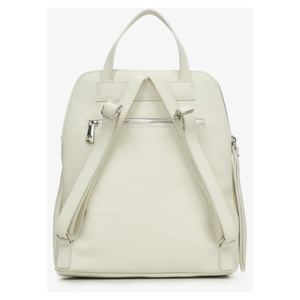 Estro Dames Melkachtig-Beige Rugzak gemaakt van Echt Leer Er00115040 Beige Dames
