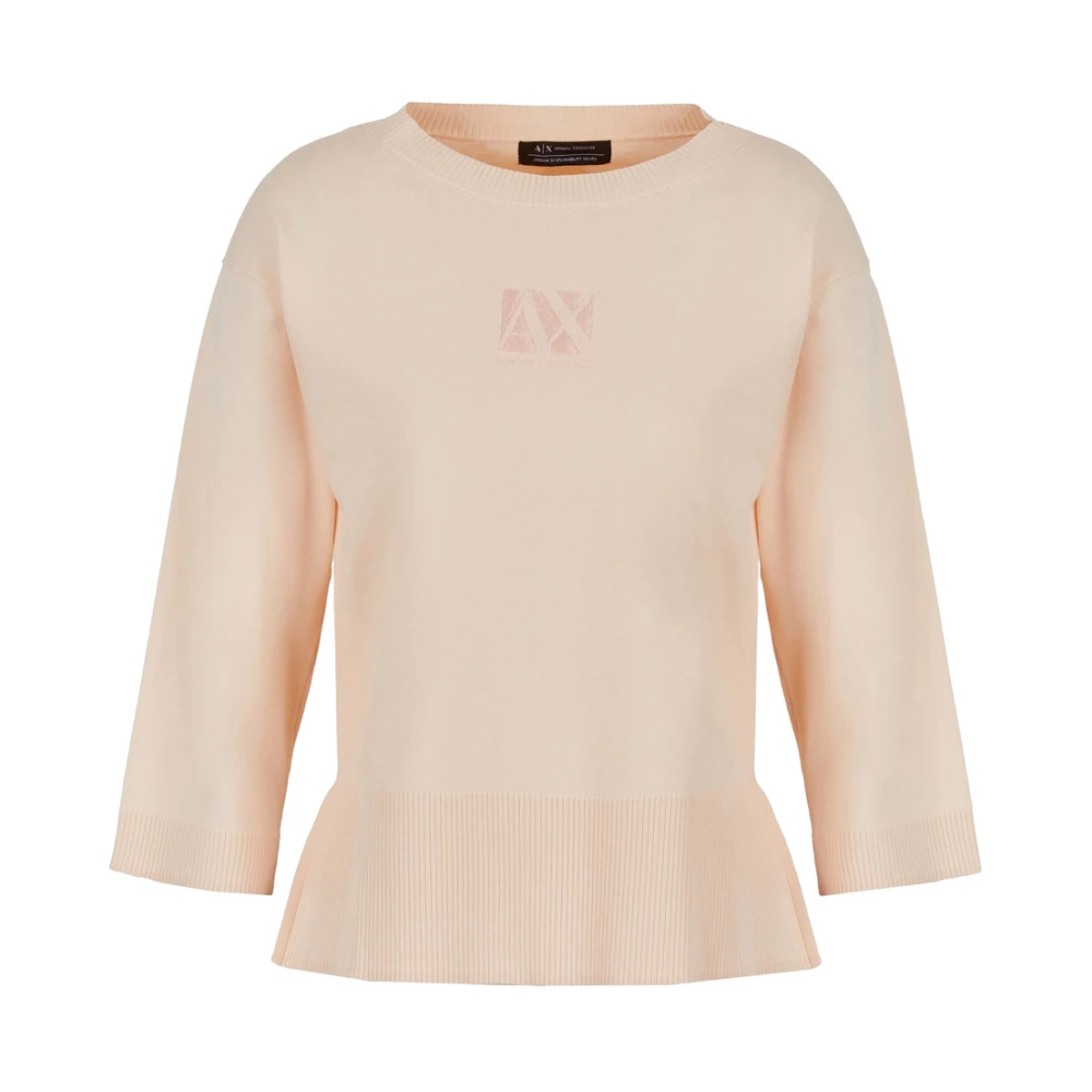 Armani Exchange Rondhals gebreide trui Pink Dames