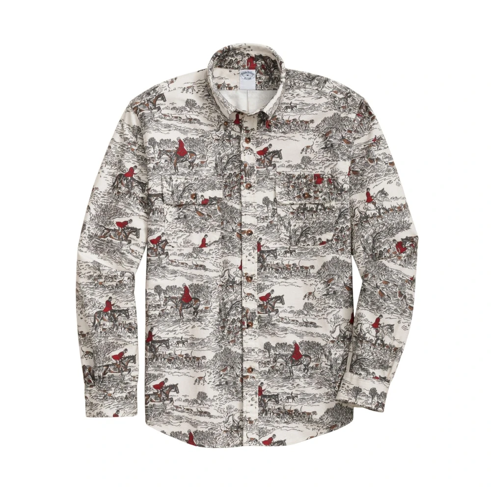 Brooks Brothers Men's Regular Fit Printed Flannel Shirt With Button Down Collar