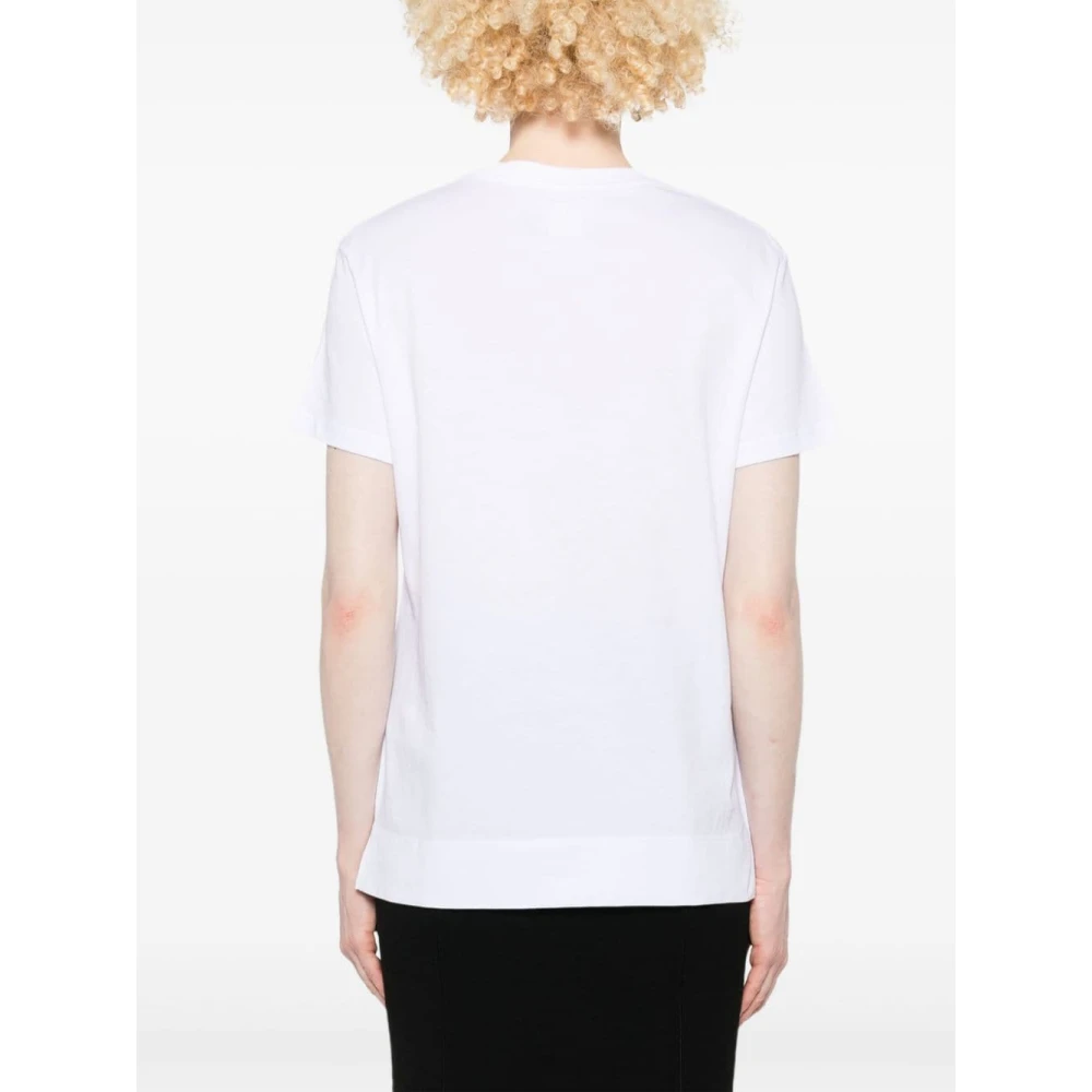Semicouture Wit Katoenen T-shirt Ronde Hals Korte Mouwen White Dames