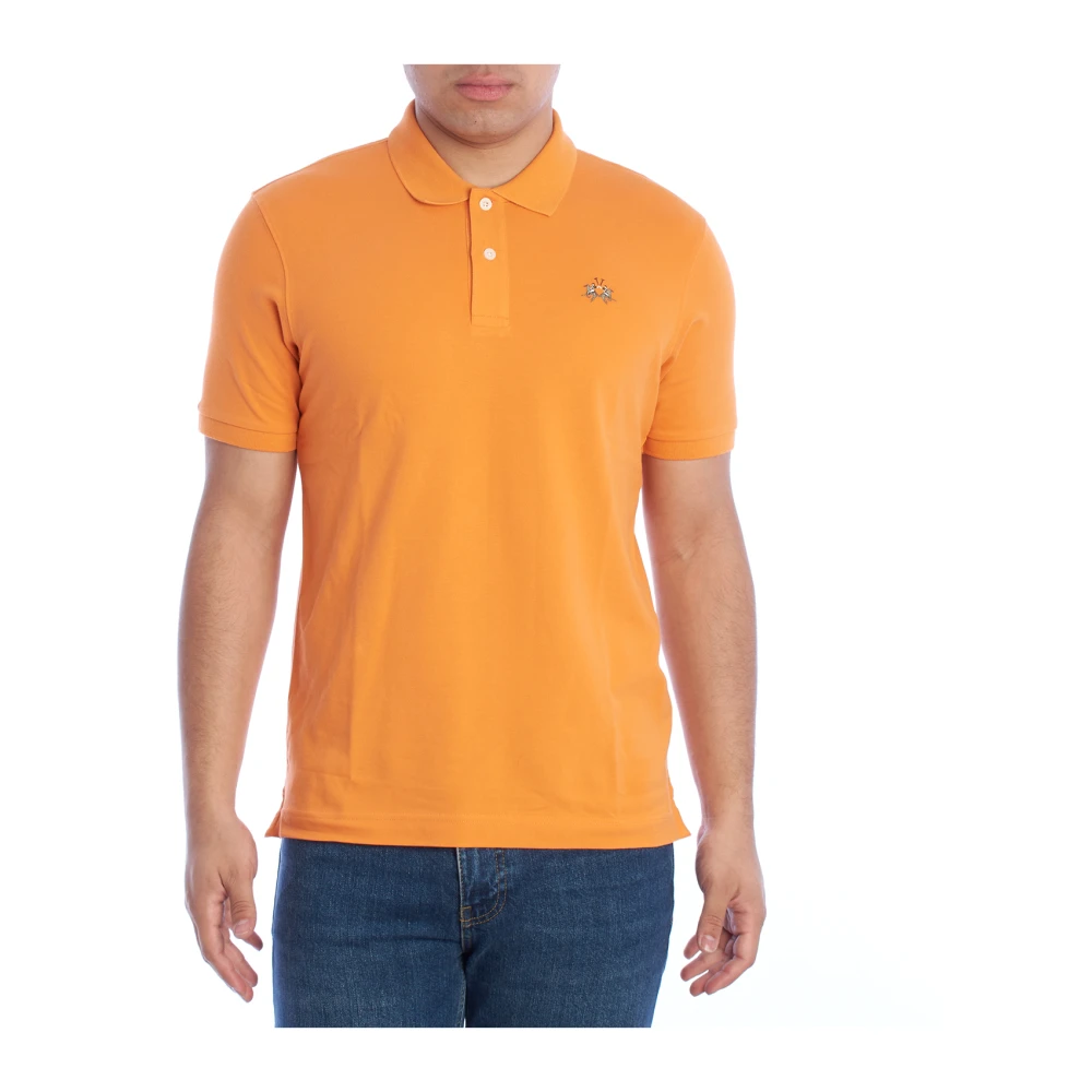 La Martina Men's Orange Polo Shirts, M, Classic Short Sleeve Polo Shirt