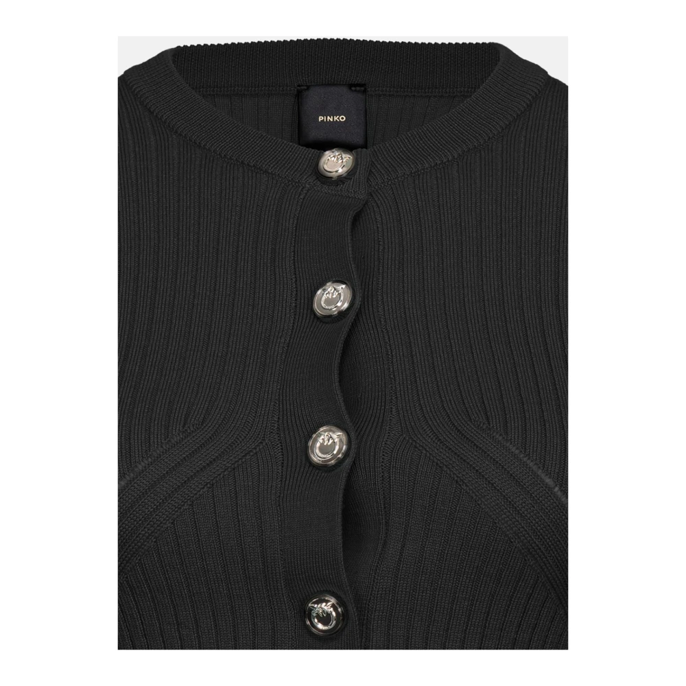 pinko Stretch Wol Ribgebreide Trui Black Dames
