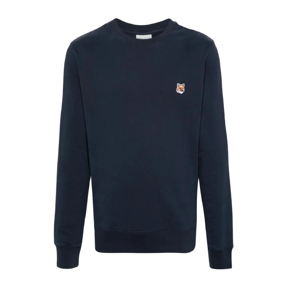 Maison Kitsuné Blauwe Katoenen Sweatshirt met Geborduurd Logo Blue Heren