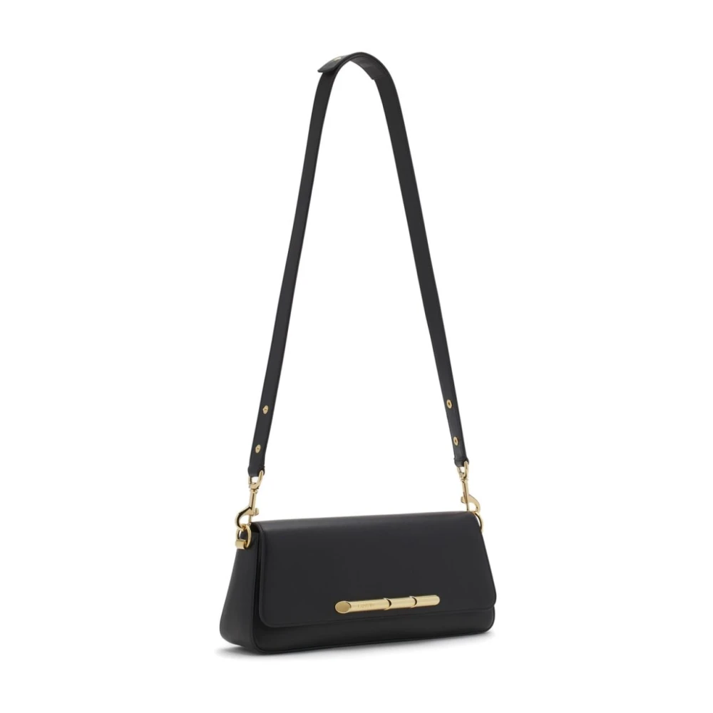 Lanvin Zwarte Leren Schoudertas met Logo Black Dames