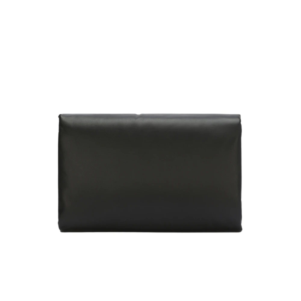 Dolce & Gabbana Zwarte Leren Devotion Clutch met Gouden Gesp Black Dames