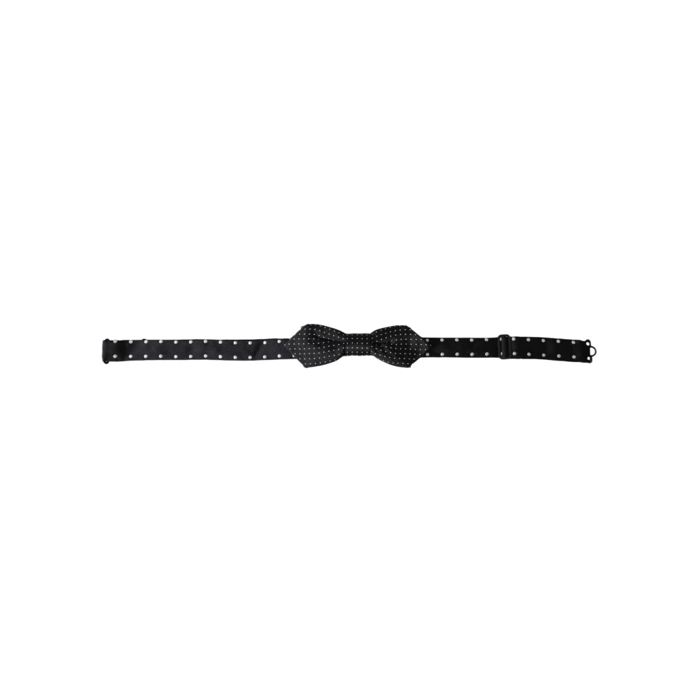 Dolce & Gabbana Men's Black Silk Polka Dot Papillon Bow Tie