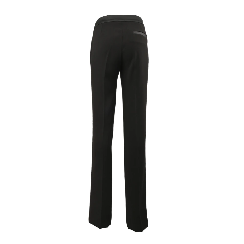 Kocca Elegante Palazzo Polyester Broek met Satijnen Riem Black Dames
