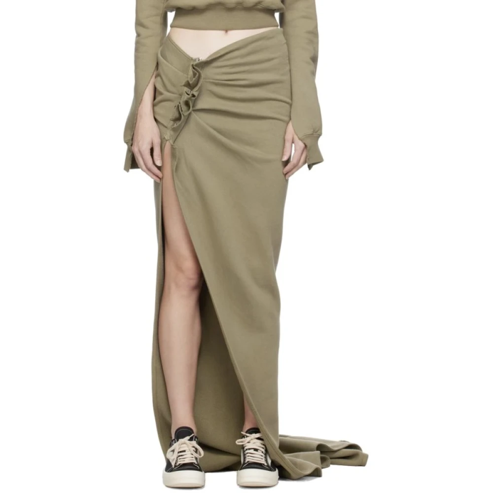 Rick Owens Gedrapeerde katoenen rok met asymmetrisch detail Green Dames