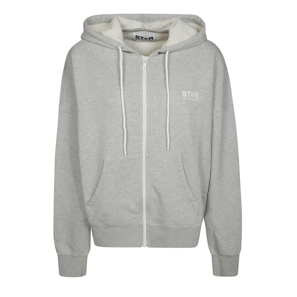 Golden Goose Full Zip Logo Hoodie Gray Dames