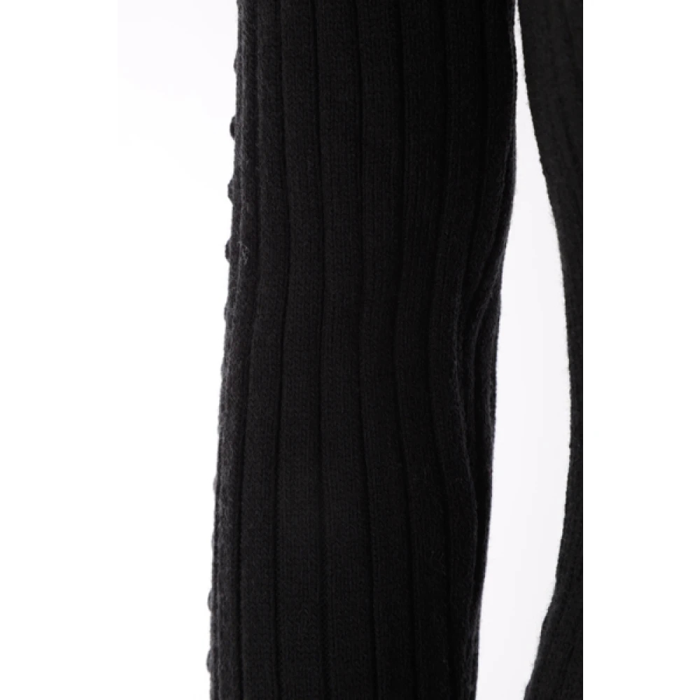 Durazzi Milano Zwarte Geribbelde Cardigan met 3D Polkadot Mouwen Black Dames