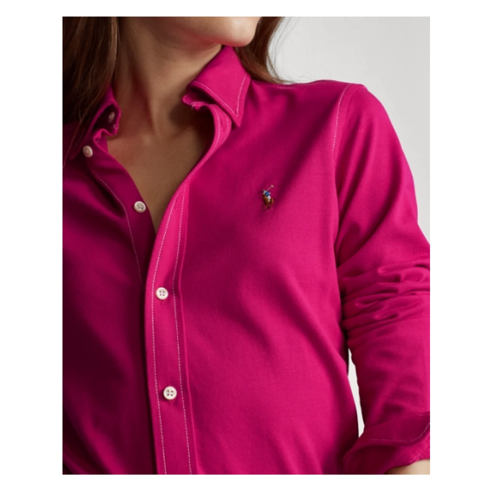 Polo Ralph Lauren Heidi Gewatteerde Gebreide Polo Shirt Pink Dames