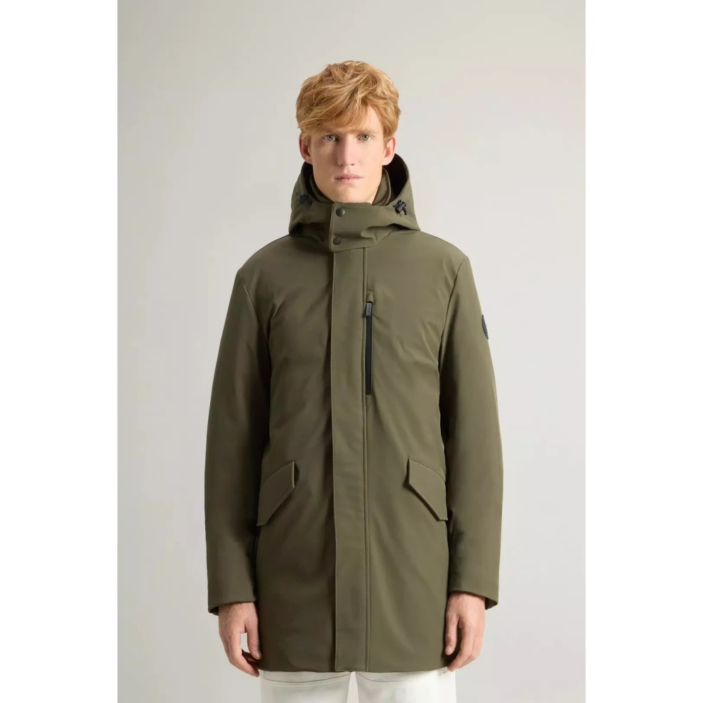 Woolrich Barrow Mac Soft Shell Coat Green Heren