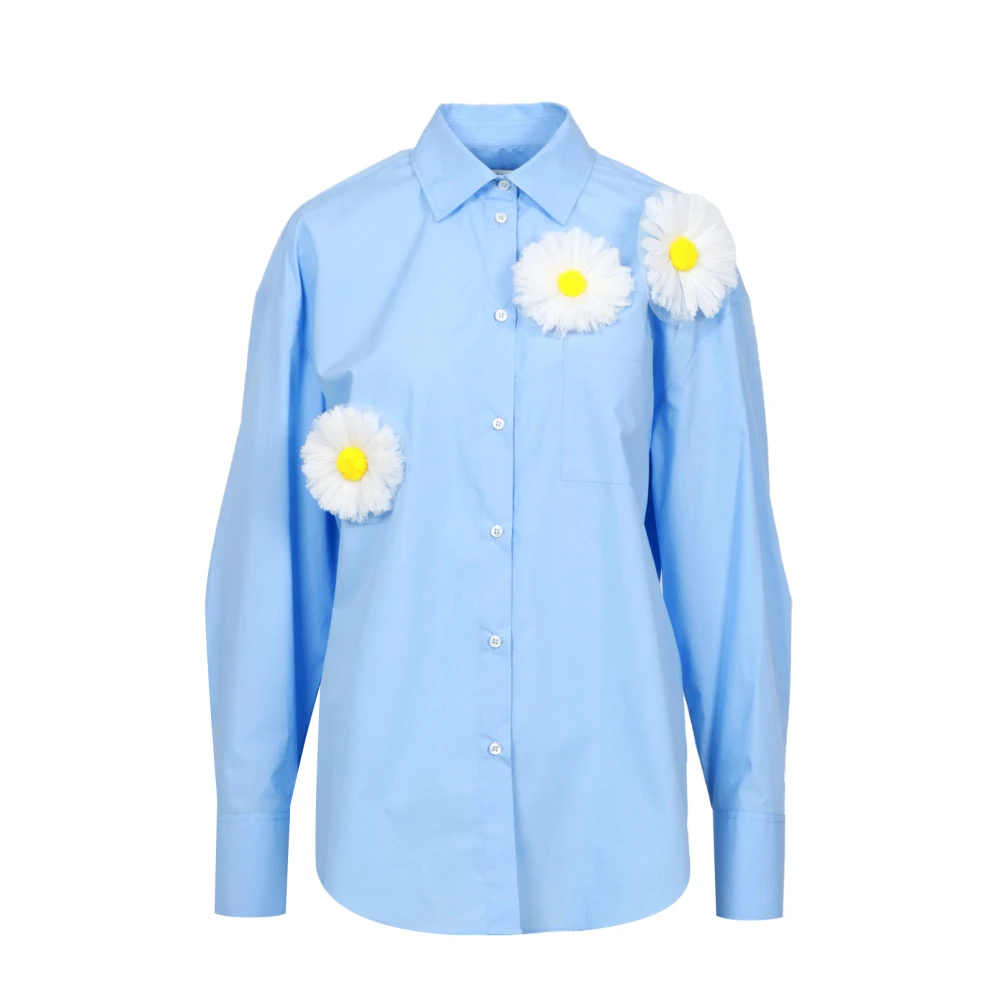 Msgm Lichtblauwe Daisy Applique Shirt Blue Dames