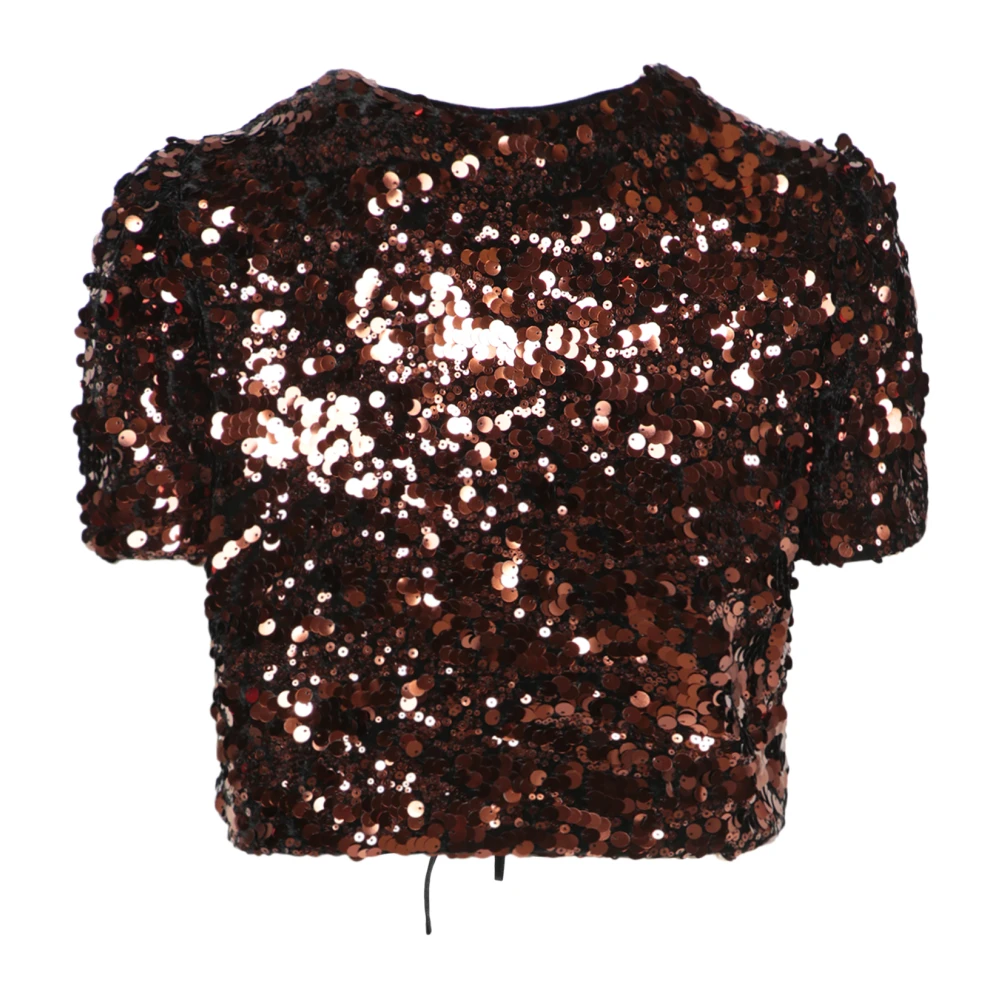 Ganni Bruine Paillet Top voor Vrouwen Brown Dames