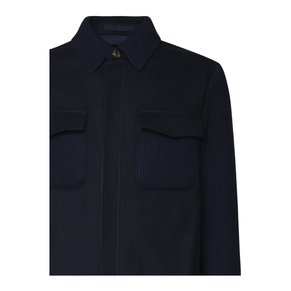 Eleventy Navy Oversized Shirt Jacket met Zakken Blue Heren