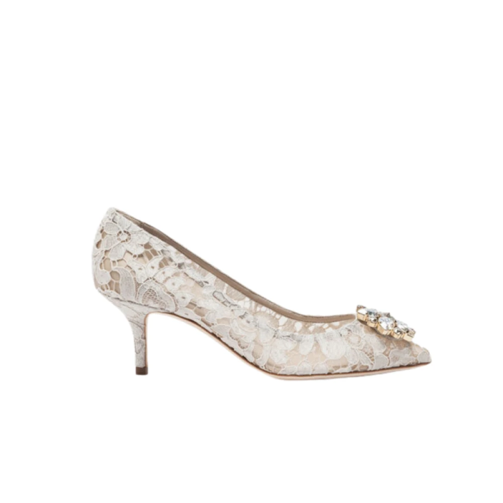 Dolce & Gabbana Damen Beige Weiße Taormina Pumps Mit Kristallen