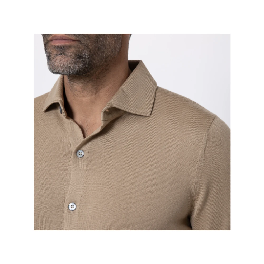 Gran Sasso Klassieke lange mouwen shirt in kameel Brown Heren