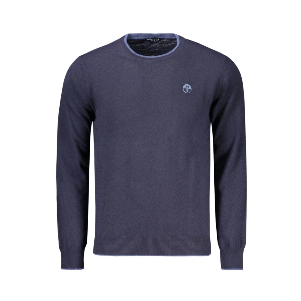 North Sails Blauwe trui met contrastbies Blue Heren