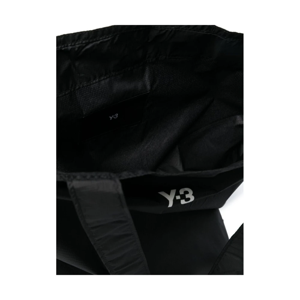 Y-3 Zwarte Leren Tas met Logo Print Black Dames