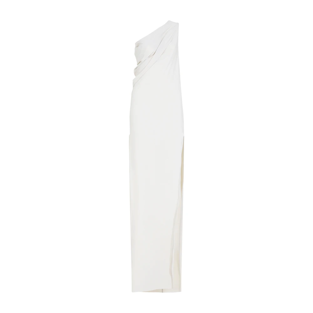 Rick Owens Witte Eén Schouder Lange Jurk White Dames