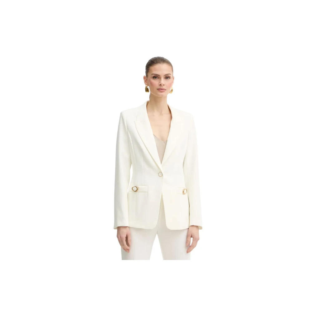 Guess Women's White Single-Breasted Blazer - Blazers - L - Jackets