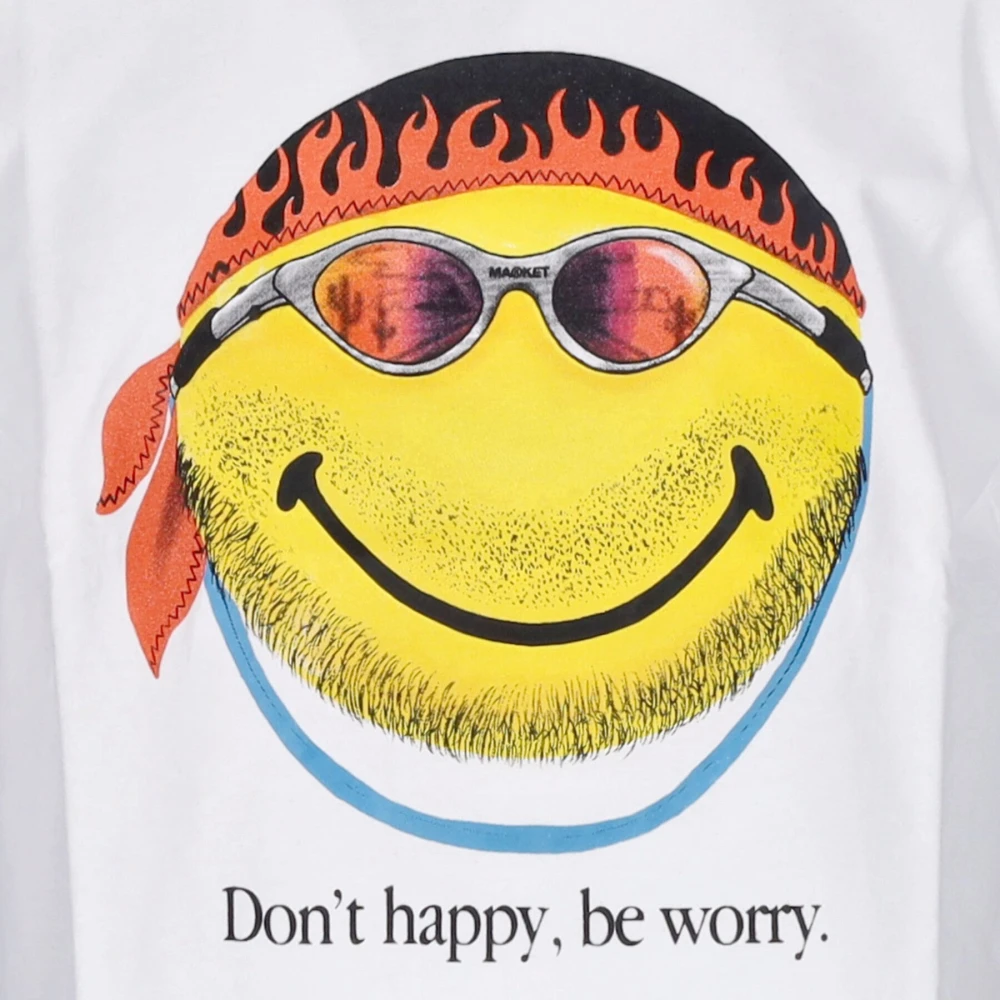 Market Smiley Print Wit T-shirt White Heren