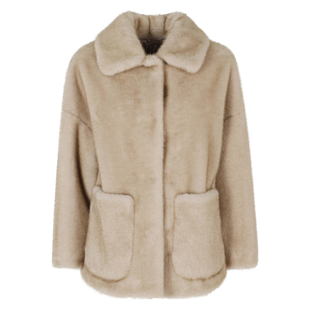 Herno Vrouw Beige Jassen Dames, S, Faux Fur & Shearling Jassen